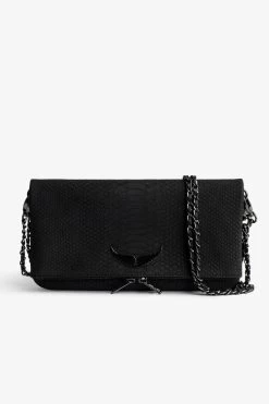 Zadig & Voltaire Rock Soft Savage Clutch Black