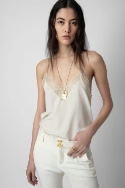 Zadig & Voltaire Christy Silk Camisole Ecru -Modern Fashion Shop pwgcp0702f ecru 2 2