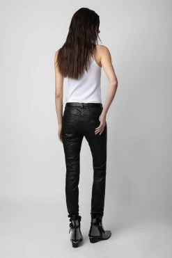 Zadig & Voltaire Phlame Crinkled Leather Pants Black -Modern Fashion Shop pwgcu1402f noir 5