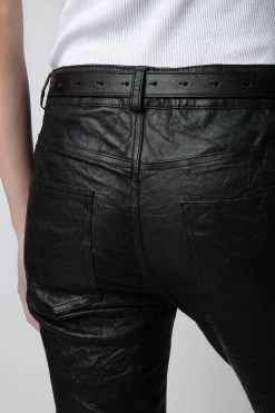 Zadig & Voltaire Phlame Crinkled Leather Pants Black -Modern Fashion Shop pwgcu1402f noir 6