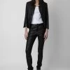 Zadig & Voltaire Verys Crinkled Leather Blazer Black -Modern Fashion Shop rwbl00019 noir 3