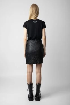 Zadig & Voltaire Julipe Crinkled Leather Skirt Black -Modern Fashion Shop rwsk00004 noir 5