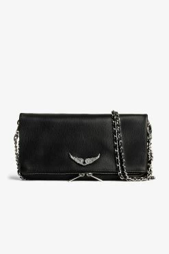 Zadig & Voltaire Rock Swing Your Wings Clutch Black Silver