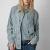 Zadig & Voltaire Kid Linen Jacket Glacier -Modern Fashion Shop wwow00634 glacier 2
